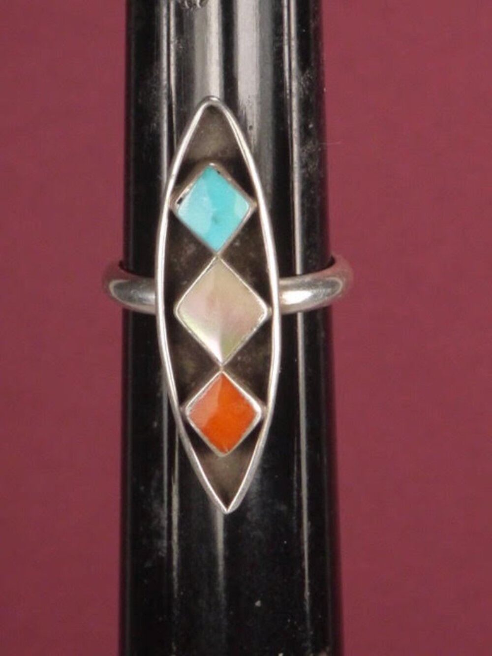 Vintage Women's Zuni Stoplight Setting Ring Size 9 Signed by Maker